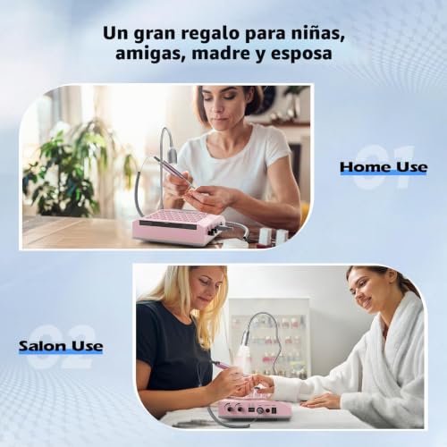 Taladro de uñas eléctrico profesional para manicura sin polvo con extractor de 80W integrado 7