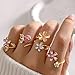 Gold Stackable Rings for Women Pink Flower Rhinestone Thumb Rings Statement Ring Gold Stackable Jewelry Cute Stuff Gold Ring Pack Birthday Jewelry Accessories Christmas Gifts 2025 Stocking Stuffers