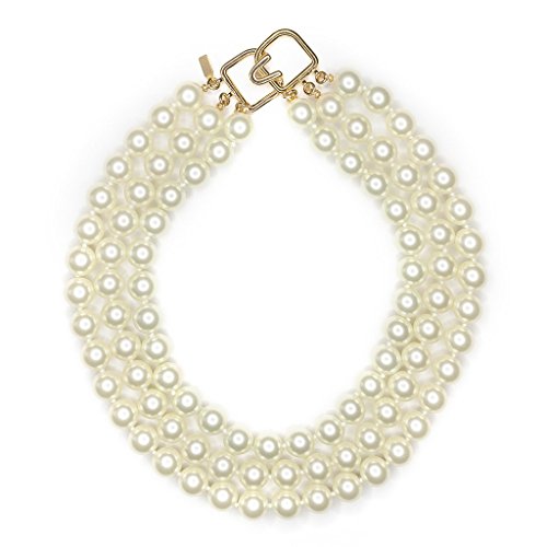 Kenneth Jay Lane -3 Row 12MM Pearl (AKA) Barbara Bush Necklace2