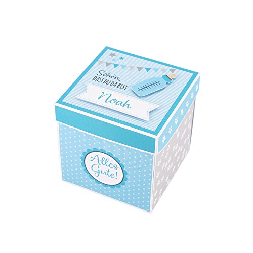 Striefchen® Explosionsbox zur Geburt eines Jungen mit Namensaufdruck -...