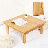 SH-tables Folding Japanese-Style Square Bamboo Table, Computer Desk, Low Multi-Function Small Dining Table, Various Sizes (80x80x47cm)