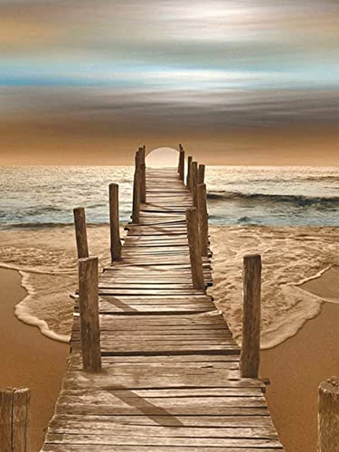 Kreuzstich-Set, geprägt, Motiv: OWN4B Bridge am Meer, gedrucktes Muster, 11 CT, 36,1 x 46 cm, DIY-Stickset (Brücke)