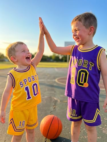 Image of Volunboy Kids Sports Shorts Sets Boys Jerseys Tracksuit 2 Piece Basketball Performance Tank Top and Mesh Shorts Set