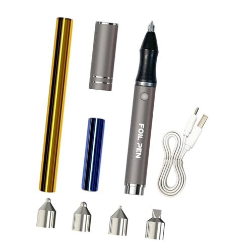 Stylo à marquage à chaud sans fil gris avec 4 têtes interchangeables pour invitations et cartes