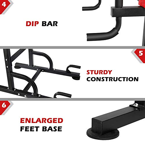 KAC Power Tower with Weight Bench, Adjustable Dip Station, Pull Up Bar for Home Gym Strength Training Workout Equipment