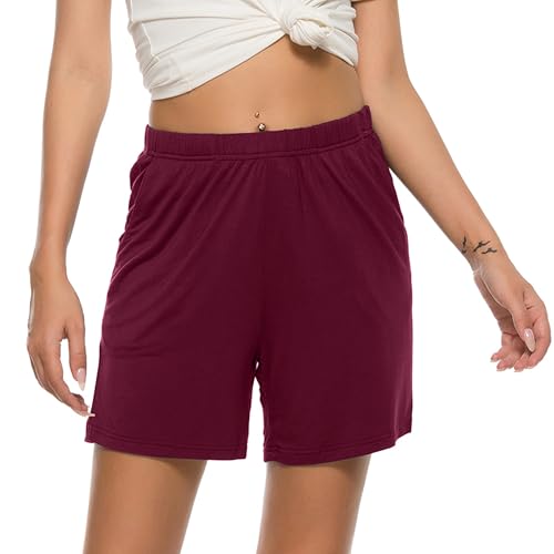 Image of JINSHI Womens Pajama Shorts Soft Comfortable Lightweight Elastic Drawstring Modal Pajama Bottoms Lounge Shorts with Pockets
