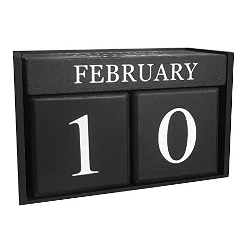 WINOMO Never Ending Wooden Date Calendar Wood Blocks Manual Calendar Desk Decoration for Home and Office (Black)