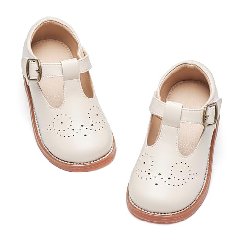 Image of GINFIVE Toddler Girls Dress Shoes Little Kids Flats School Mary Janes Shoes