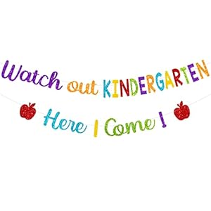 Glitter Watch Out Kindergarten Here I Come Banner Back to School Banner First Day of School Preschool Banner Preschool Kids Classroom Party Decoration Supplies
