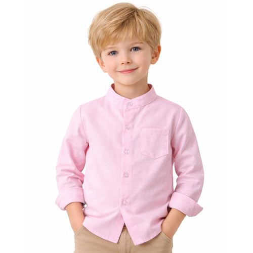 Yanmucy Chemise à Manches Longues pour Bébé Garçon Chemise à Boutons en Coton à col Montant...