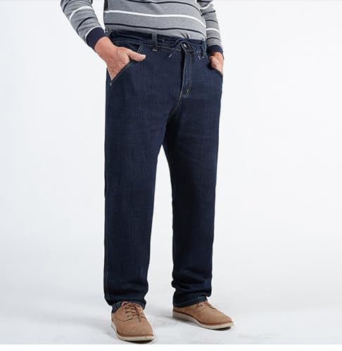 Jeans Pants Trouser Denim Large Size Plus Fat Straight Stretch Loose Casual Business Commuter Leg Men3