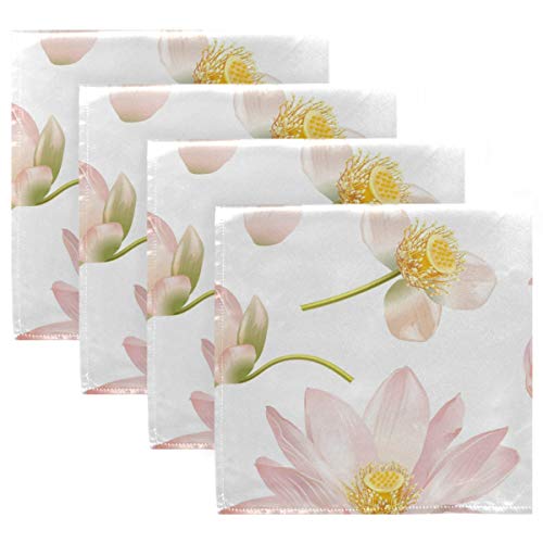 MNSRUU Lot de 4 serviettes de table en tissu de lotus lavables réutilisables en polyester 50,5 x 50,5 cm pour la maison, les mariages, les fêtes, les vacances