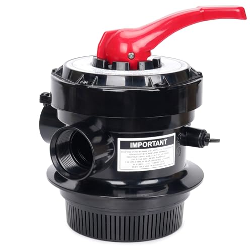 CIPU 4-Way Multiport Pool Valve Replacement for Sand Filter Systems Multiport Valve with Filter Backwash Rinse Winter Settings Red Handle Sand Filter Valve for Above Ground Swimming Pools
