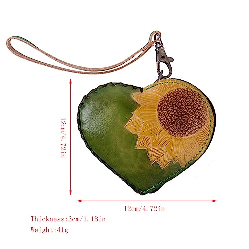 1 Pcs Leather Zipper Coin Purse Heart Shaped Wallet, Wrist Bag,Hand Bag,Coin Organizer, Change Holder,Card Case, Mini Leather Zipper Storage Bag for Women2