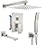 gotonovo 12 inch Brushed Nickel Bathroom Luxury 3-Function Shower System with Tub Spout Wall Mounted Rainfall Shower Head System Rough-in Valve Body and Trim Included with Rotating Tub Spout