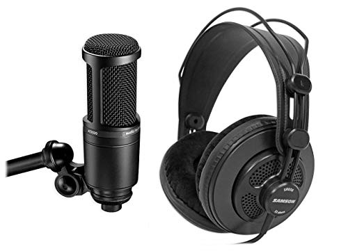 Audio Technica AT2020 Condenser Studio Microphone Bundle with Pop Filter and XLR Cable