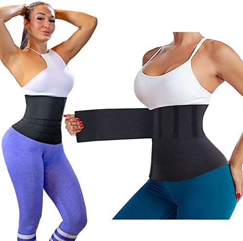 AXYLEX Snatch Me Up Bandage Wrap Waist Trainer for Women – Lower Belly Fat Belt Tummy Band Shaper Workout for Stomach Plus Size Weight Loss with Loop Black