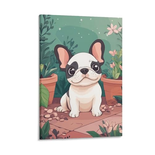Décoration murale bouledogue français impression sur toile moderne maison 50x75cm
