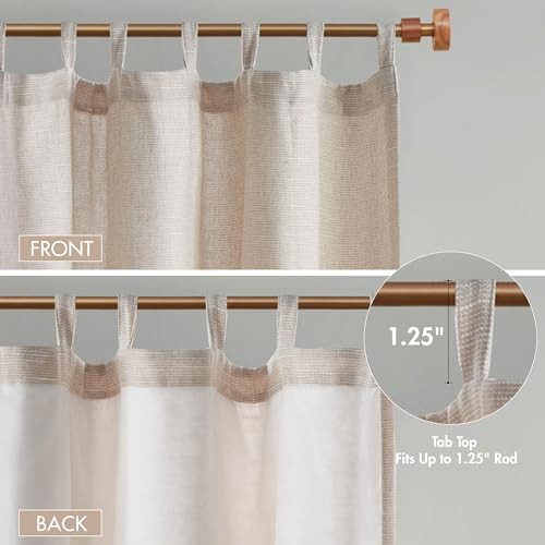 Image of Madison Park Linen Blend Curtain Window, Thermal Insulated Fleece Lining, Living Room Decor Light Filtering Drape for Bedroom, 1-Single Panel Pack Fits 1.25 inch Rod, Beals, 50x84 Tab Top, Natural