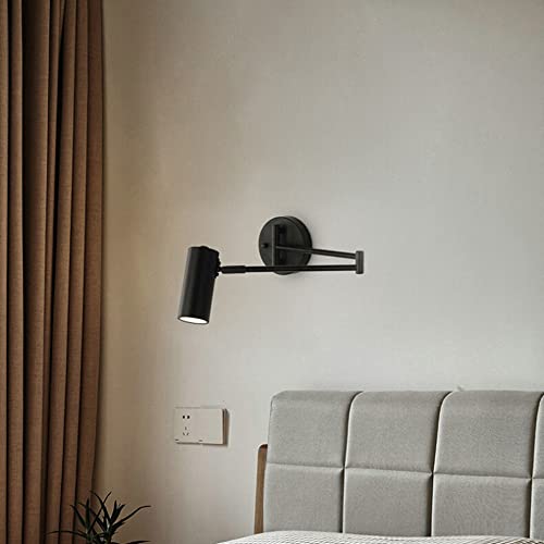 Image of Swing Arm Wall Sconce Adjustable Wall Mount Reading Light Headboard Lamp, Modern Hardwired Sconces GU10 Wall Swivel Spot Lights for Bedroom Bedside Living Room Study