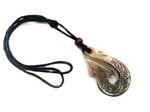 Maori Fish Hook Necklace For Women Men Boys Girls A Handcarved Mother Of Pearl Shell Tribal Pendant On Adjustable Cord Fa021-L #TOP2