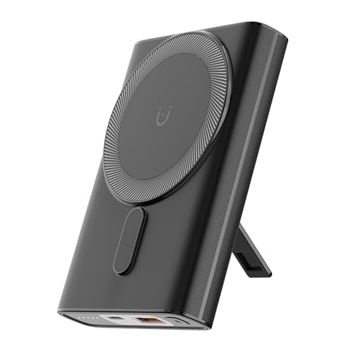 Image of Nu Republic Powerpop X2 10000mAh Wireless Power Bank with Kickstand, 15W Qi Wireless + 22.5W Wired, 3 Outputs, Type-C, USB-A, LED Indicator, Quick Charge, iPhone Compatible (Black)