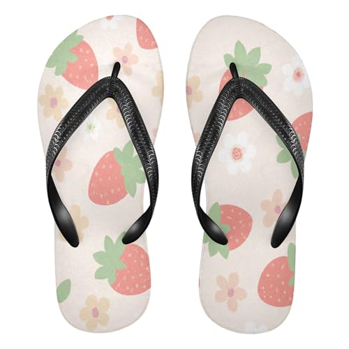 Burbuja Strawberry Summer Flip Flops for Women Men, Soft Thong Sandals Rubber Slippers for Pool Beach Essentials