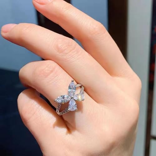 925 Sterling Silver Butterfly Ring, Diamond Rings with Birthstone Butterfly Jewelry Wedding Rings Best Gifts for Valentine's Day4