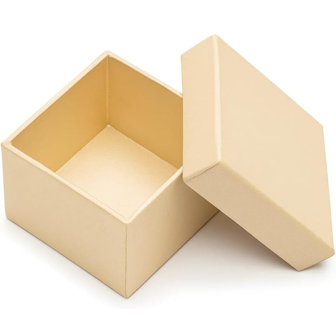 small gift box with lid, square storage container, beige