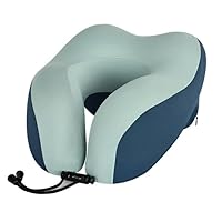 Votoko Almohada de Viaje para Cuello en Espuma Memoria, Cojin Cervical para Oficina y Aviòn con Soporte Lateral, Verde Contraste, Incluye Funda, Antifaz y Tapones
