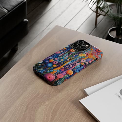 Coque antichoc iPhone 14 Pro Max motif floral abstrait orange rigide - 4