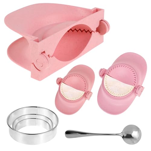 LYDODOKA Dumpling Maker Press, 3 Sizes Dumpling Maker Set with Skin Cutter & Spoon, Dumpling Mold, Fully Sealed Dumpling Press Mold, Dumpling Machine Tool for Home (Red)