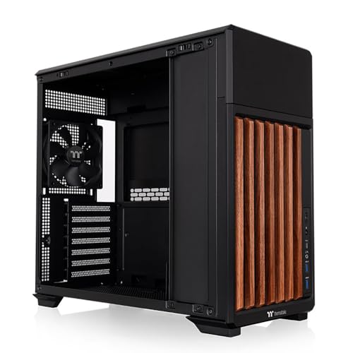Image of Thermaltake TR300 WS; Wood Trim; Mid Tower; 1x120mm PWM Fan Included; ATX /mATX /mITX Support; 360mm Radiator Support; 410mm GPU Clearance; 165mm Air Cooler Clearance; Black; CA-11M-00M1WN-WS