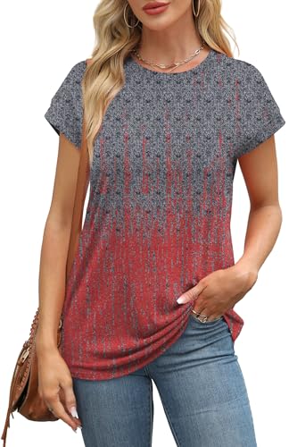 Image of Alaroo Womens Summer Tops Short Sleeve Shirts Crew Neck Cute Trendy Tunic Blouses (S-3XL)