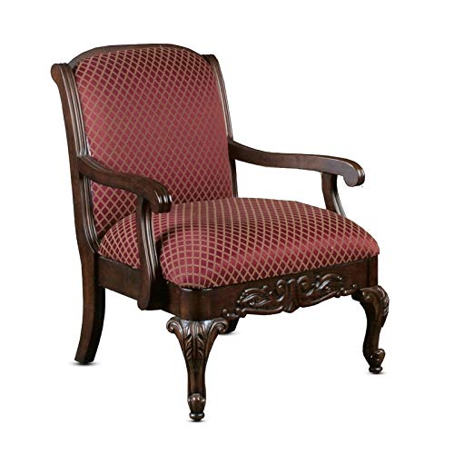 Comfort Pointe Red Safari Magenta Wood Arm Chair In Walnut Finish #TOP3