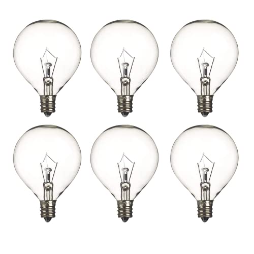 Iluminación, Home Improvement Jslinter - Paquete de 6 bombillas G50 de 25 W para calentadores de aroma de tamaño completo, G16.5 Globe E12 con base de candelabro, repuesto de foco...