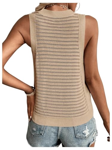 Women's Summer Sleeveless Crochet Tops Hollow Out Crewneck Tank Top Knit Sweater Vest2