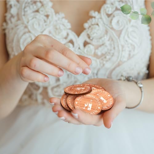 Image of Marsui 100 Pcs Wooden Drink Tokens Bulk for Wedding Party Personalised Drink Tickets Poker Chips for Guest Wedding Favors Beverage Birthday Party Bar Table Decoration Supplies(Highball Cup Pattern)