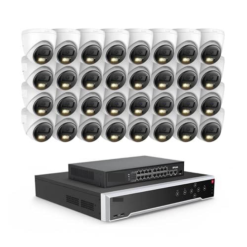QDVOPHZA 32CH 4K Ultra HD POE Network Video Security System 8MP H.265+ IP Camera Support Two Way Audio Human&Vehicle Detection 4MM(4PCS,23pcs As Shown-1)