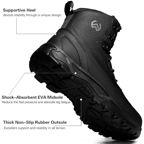Men's Waterproof Hiking Boots Non Slip Work boot for men lightweight Treeking Shoes Black Tactical Combat botas de trabajo para hombre3