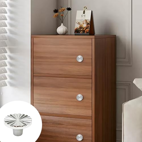 12 PCS Plastic Brushed Vintage Cabinet Knobs with Screws 38mm Door Kitchen Hardware Cupboard Knobs Pulls Round Dresser Drawer Handles for Bedroom Bathroom Furniture Decoration Accessories (Silver) - Image 2
