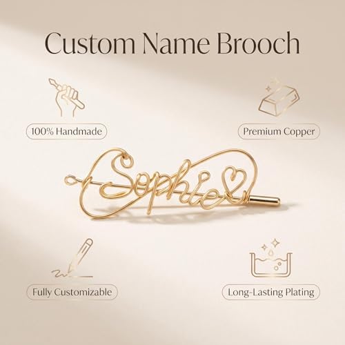 Image of Custom Name Lapel Pin Personalized Script Brooch for Women Men, Customizable Name Badge Elegant Cursive Letter Pin, Minimalist Jewelry Gift for Wedding Birthday Anniversary