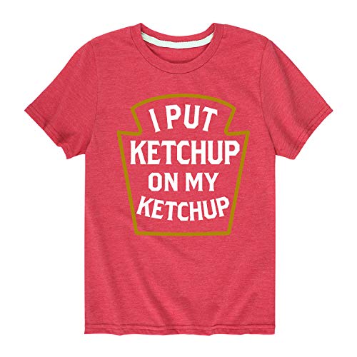 Ketchup On Ketchup - Youth Short Sleeve Graphic T-Shirt Heather Red