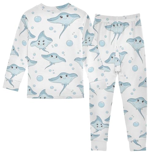 Pajama Sets Long Sleeve Cute Stingray Sea Pattern Soft Comfy Sleepwear 2 Piece PJS 3-8T3