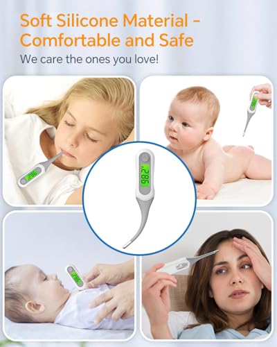 digital thermometer for adults and kids 8s fast reading baby oral thermometer with 3 colors backlit cf switchable fever alarm medical basal thermometer for oral rectal underarm
