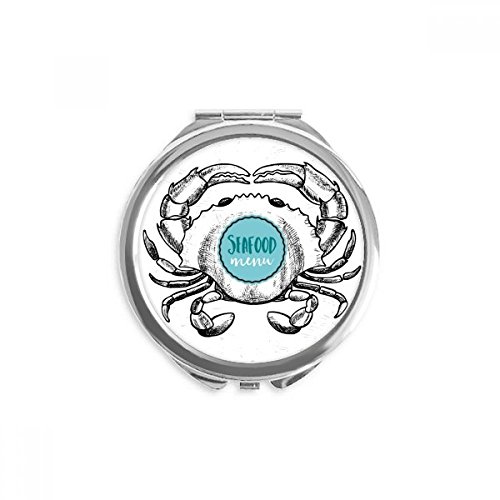 Miroir rond maquillage portable et compact multicolore croquis de crabe