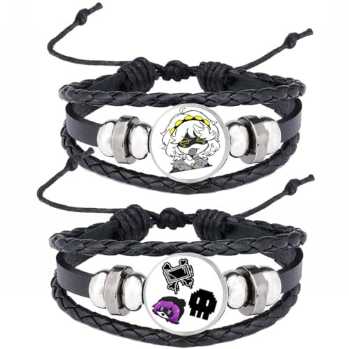 Photo de JUSONGKWCP 2 Pcs Murder Uzi Drone Bracelet, Bracelet Tressé En Cuir Multicouche Bijoux Fantaisie, Murders Drone Uzi J N V Cosplay Accessories (Noir-5)