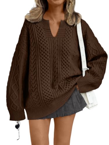 Trendy Queen Oversized Cable Knit Sweaters for Women 2026 Fall Outfits