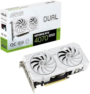 ASUS Dual GeForce RTX 4070 Super EVO White OC Edition 12GB GDDR6X Gaming Graphics Card (Nvidia RTX4070 Super DLSS 3, PCIe 4.0, 1x HDMI 2.1a, 3X DisplayPort 1.4a, DUAL-RTX4070S-O12G-EVO)