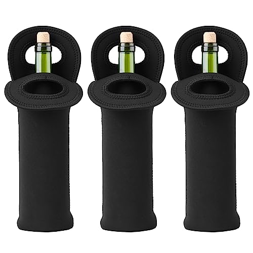Agatige 3PCS Wine Carrier Tote Bag, Portable Neoprene Champagne Bottles Protective Travel Bag Wine Cooler Bag Beer Cans Water Bottle Holder for Travel, Picnic, Party